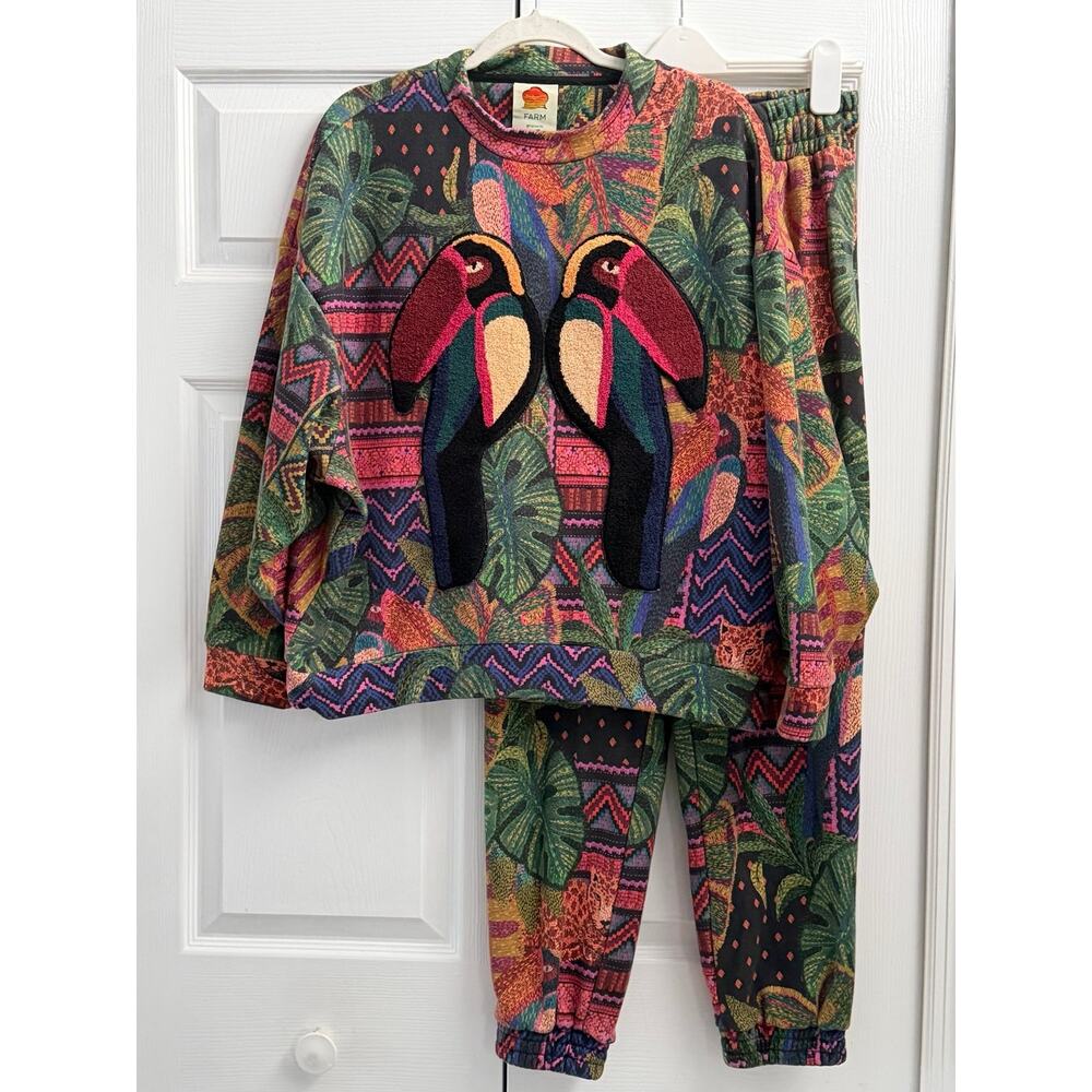 Farm Rio Toucan Themed Sweatshirt and Sweatpants Set Size Small Sweatsuit - Picture 3 of 6